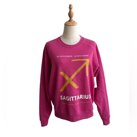 Anthropologie Zodiac Sweatshirt Catherine O'Sullivan Sagittarius Pink Size XS - Picture 9 of 9